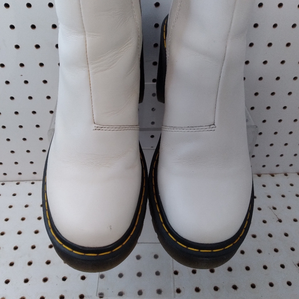 Dr. Martens White Ankle Boots with Black Soles - Picture 7 of 11